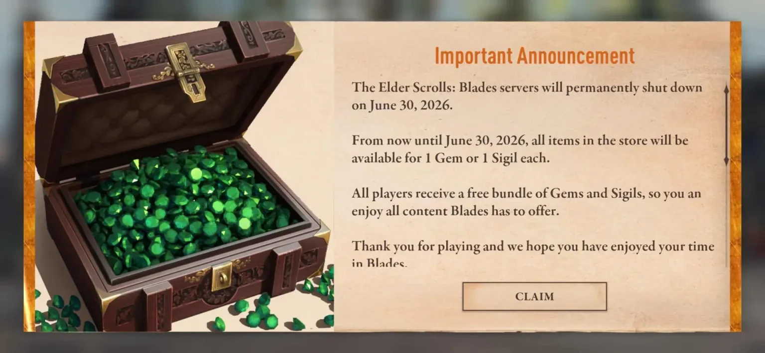 Bethesda to Deactivate The Elder Scrolls: Blades Servers in 2026